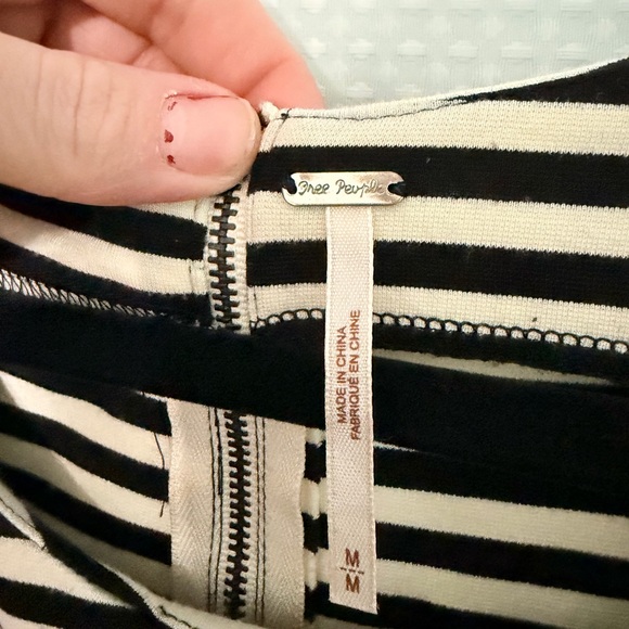 Free People Cha Cha Black White Stripe Skater Dress Sleeveless Fit Flare M - Picture 9 of 10